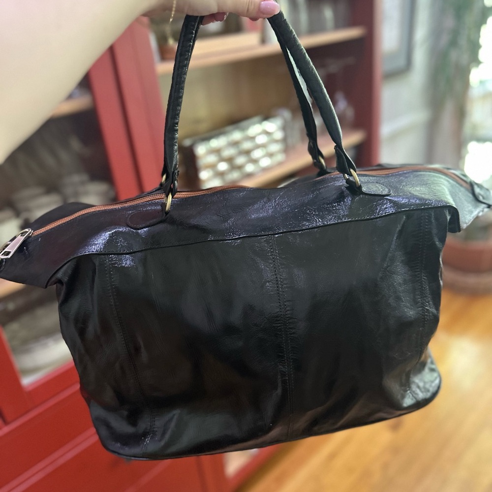 Camel Leather Weekender Bag